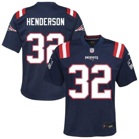 TreVeyon Henderson New England Patriots Nike Youth Team Game Jersey - Navy - Front View