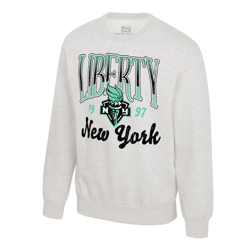 New York Liberty Stadium Essentials Unisex Sky High Fleece Crew Neck Sweatshirt - Oatmeal