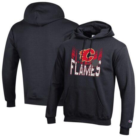 Calgary Flames Champion Powerblend Hoodie - Black - Front View