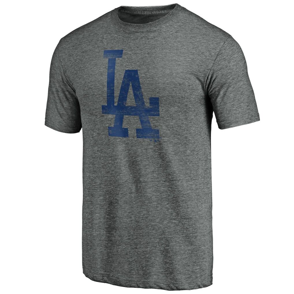 Los Angeles Dodgers Weathered Logo Tri-Blend T-Shirt – Heather Gray