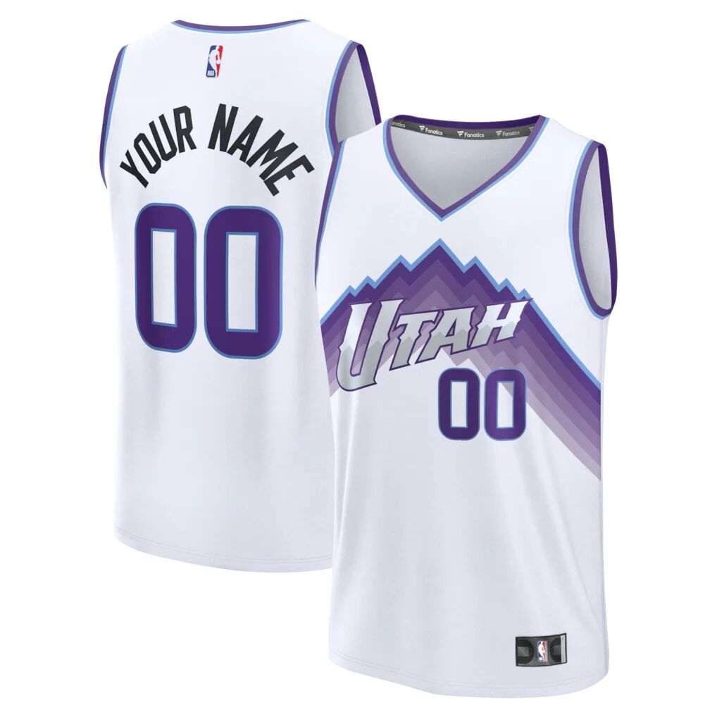 Utah Jazz Fashion7 Youth Fast Break Replica Custom Jersey - Association Edition