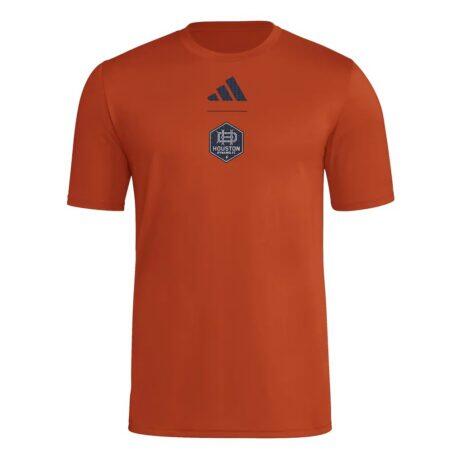 Houston Dynamo FC adidas 2026 Jersey Hook Pregame T-Shirt - Orange - Front View