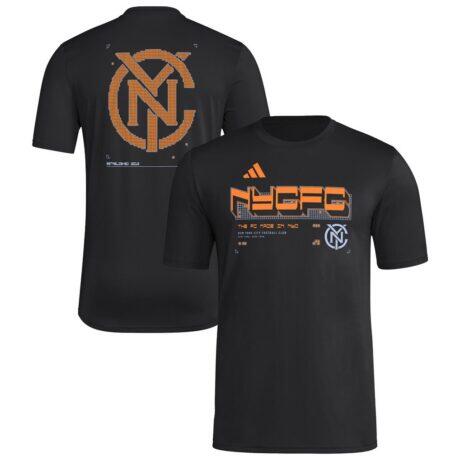 New York City FC adidas 2026 Anthem AEROREADY Pregame T-Shirt - Black - Front View