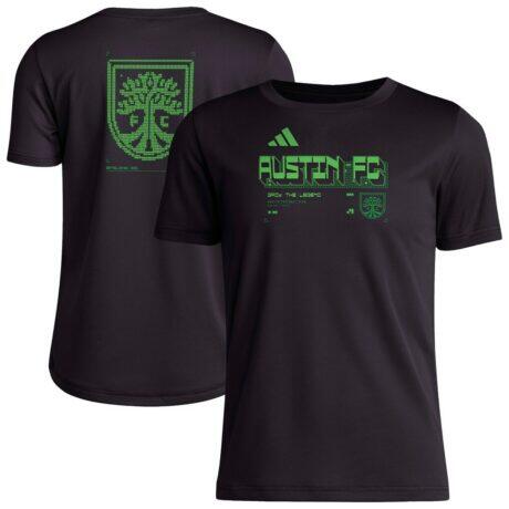 Austin FC adidas Youth 2026 Anthem AEROREADY Pregame T-Shirt - Black - Front View