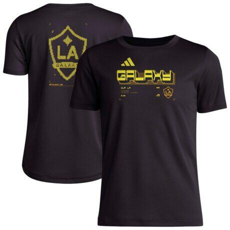 LA Galaxy adidas Youth 2026 Anthem AEROREADY Pregame T-Shirt - Black - Front View