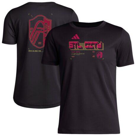 St. Louis CITY SC adidas Youth 2026 Anthem AEROREADY Pregame T-Shirt - Black - Front View
