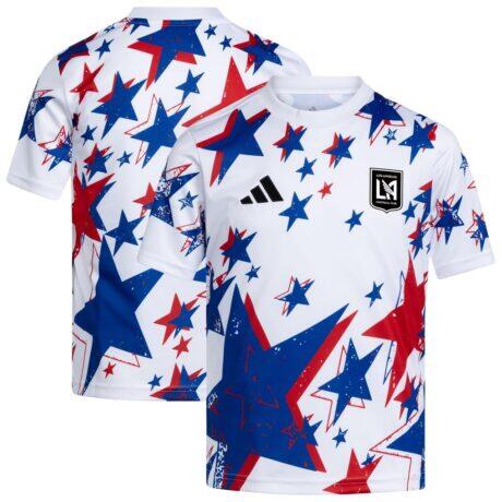 LAFC adidas Youth 2026 Americana Pre-Match Jersey - White - Front View