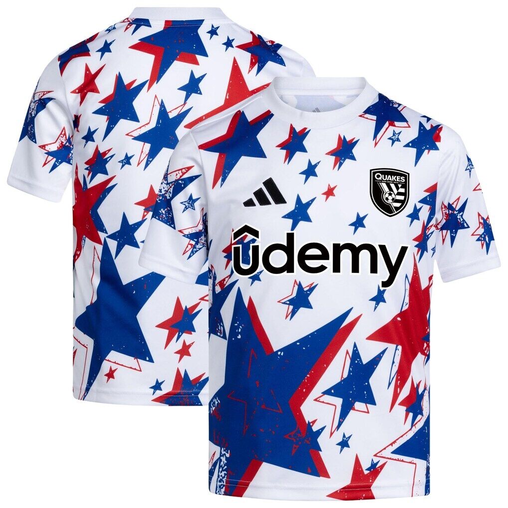 San Jose Earthquakes adidas Youth 2026 Americana Pre-Match Jersey