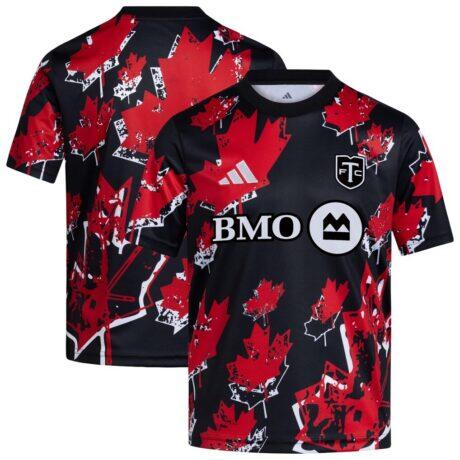 Toronto FC adidas Youth 2026 Canadian Pre-Match Jersey - Black - Front View