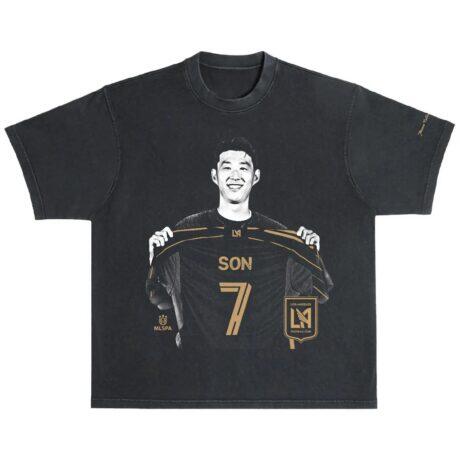 Son Heung-Min LAFC Peace Collective Unisex Vintage Heavyweight T-Shirt - Black - Front View