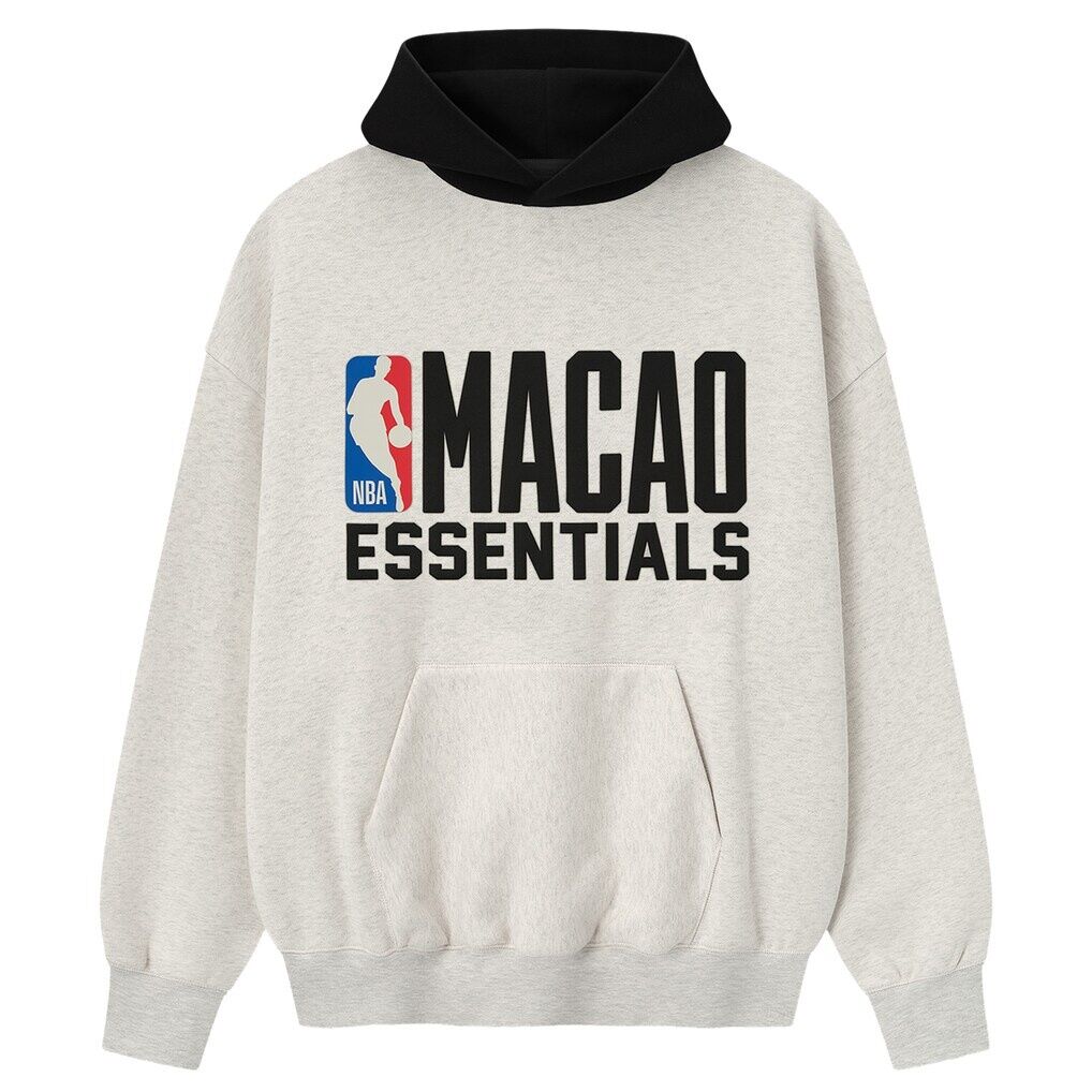 Fear of God x NBA Logo Macao Sport Fit Hoodie - Heather Gray/Black