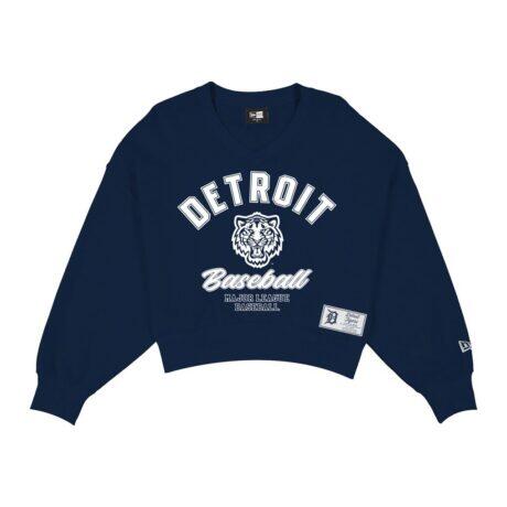 Detroit Tigers New Era Women's City Connect V-Neck Sweatshirt - Navy - Front View