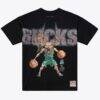 Milwaukee Bucks Mitchell & Ness x LRG Wild Art T-Shirt - Black - Front View