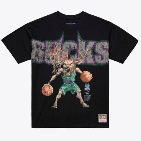Milwaukee Bucks Mitchell & Ness x LRG Wild Art T-Shirt - Black - Front View
