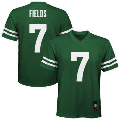 Justin Fields New York Jets Youth Replica Jersey - Green - Front View