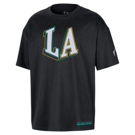 Los Angeles Sparks Nike Unisex Standard Issue Rebel Edition T-Shirt - Black - Front View