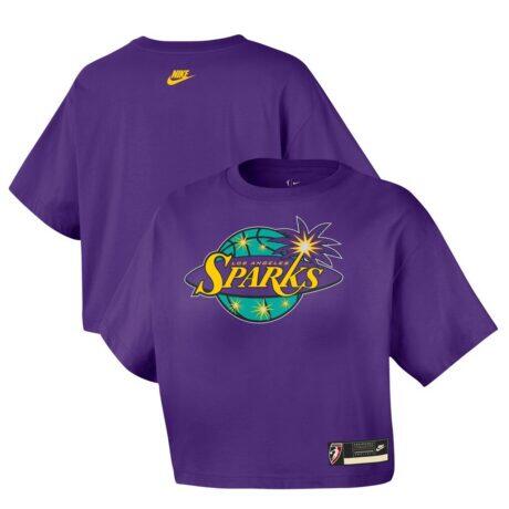 Los Angeles Sparks Nike Women's Throwback Cropped T-Shirt - Purple - - Front View