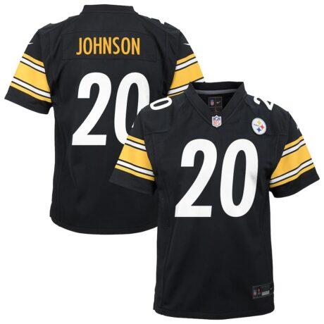 Kaleb Johnson Pittsburgh Steelers Nike Youth Team Game Jersey - Black - Front View