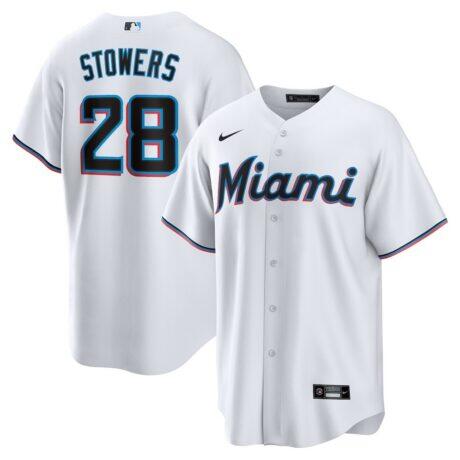 Kyle Stowers Miami Marlins Nike Youth Home Replica Jersey - White - Front View