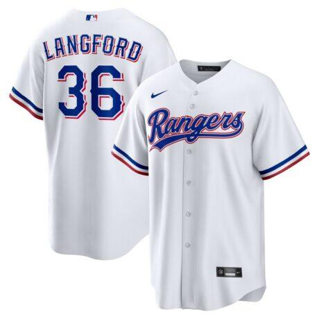 Wyatt Langford Texas Rangers Nike Youth Home Replica Jersey - White - Front View