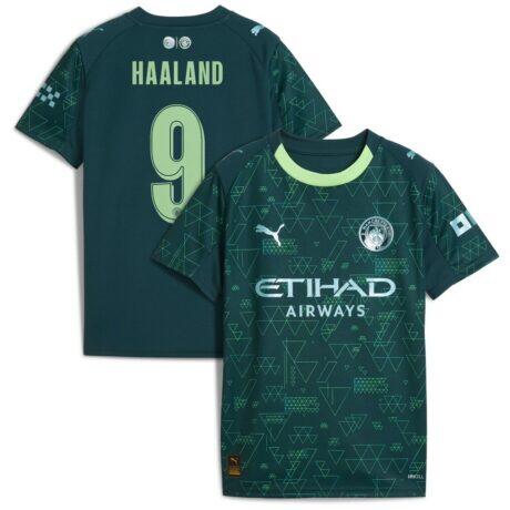Erling Haaland Manchester City Puma x EA SPORTS FC Youth 2025/26 Fourth Jersey - Green - Front View