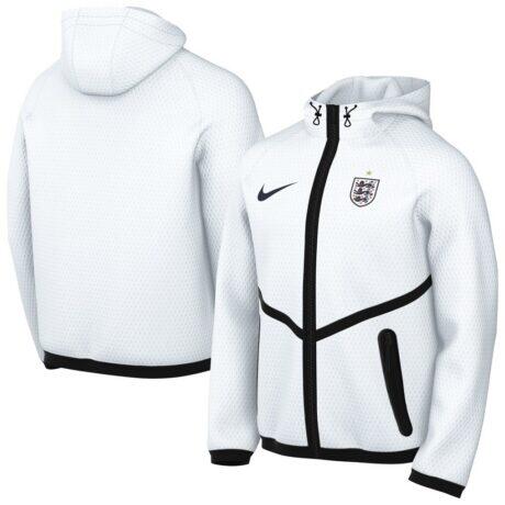 England National Team Nike 2026 Anthem Mesh Dri-FIT Full-Zip Hooded Jacket - White - Front View