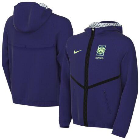 South Korea National Team Nike Youth 2026 Anthem Full-Zip Hooded Jacket - Purple - Front View