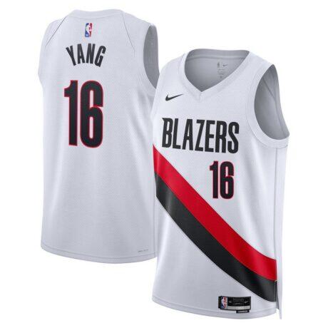 Yang Hansen Portland Trail Blazers Nike Unisex Swingman Jersey - White - Front View