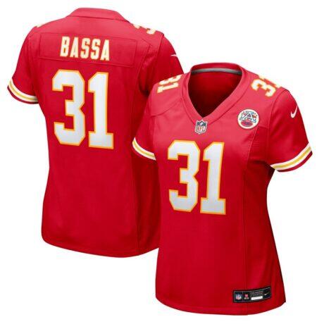 Jeffrey Bassa Kansas City Chiefs Nike Women's Team Game Jersey - Red - Front View