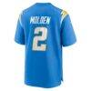 Elijah Molden Los Angeles Chargers Nike Team Game Jersey - - Detail View
