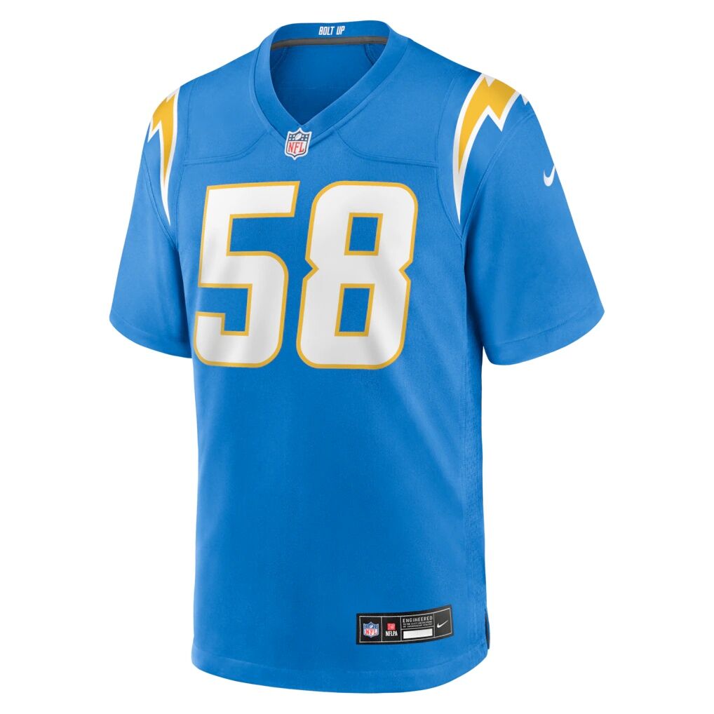 Marlowe Wax Los Angeles Chargers Nike Team Game Jersey -  Powder Blue