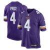 Myles Price Minnesota Vikings Nike Team Game Jersey - Purple - Front View