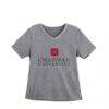 Chapman Panthers Gameday Couture Women's Iconic Edge Rhinestone V-Neck T-Shirt - Gray - Front View