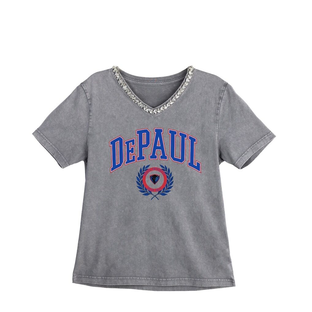DePaul Blue Demons Gameday Couture Women's Iconic Edge Rhinestone V-Neck T-Shirt