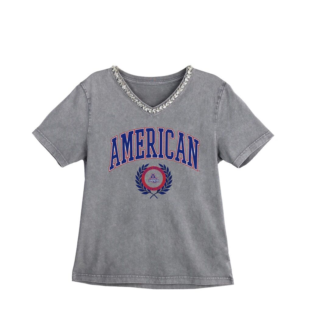 American University Eagles Gameday Couture Women's Iconic Edge Rhinestone V-Neck T-Shirt