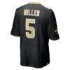 Kendre Miller New Orleans Saints Nike Team Game Jersey - Black - Detail View