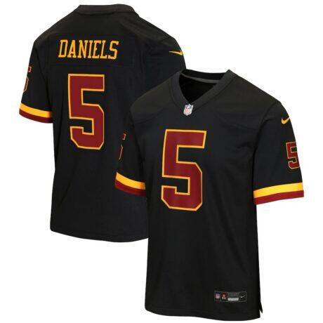 Jayden Daniels Washington Commanders Nike Youth Hail Raiser Alternate Game Jersey - Black - Front View