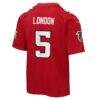 Drake London Atlanta Falcons Nike Youth Game Jersey - Red - Detail View