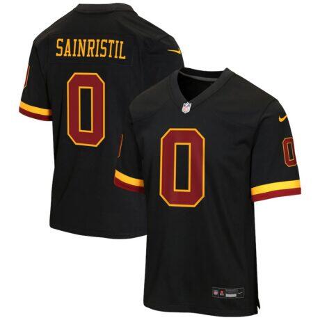 Mike Sainristil Washington Commanders Nike Youth Hail Raiser Alternate Game Jersey - Black - Front View