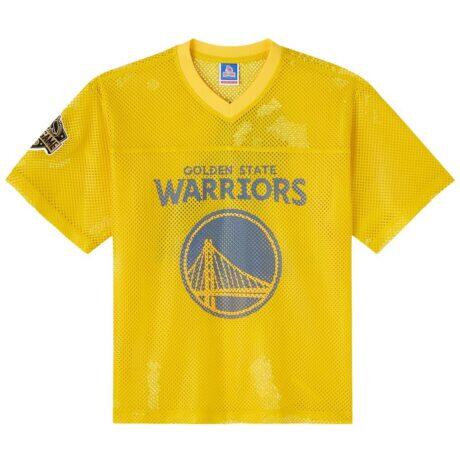 Golden State Warriors OVO x NBA Mesh Football Fashion Jersey - Gold - Front View