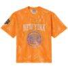 New York Knicks OVO x NBA Mesh Football Fashion Jersey - Orange - Front View