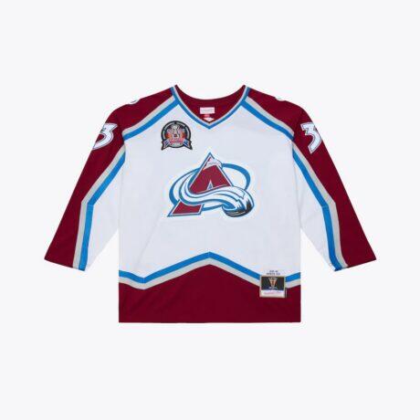 Patrick Roy Colorado Avalanche Mitchell & Ness 1995 Power Play Jersey - White - Front View