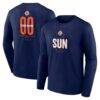 Connecticut Sun Center Court Name & Number Custom Long Sleeve T-Shirt - Navy - Front View