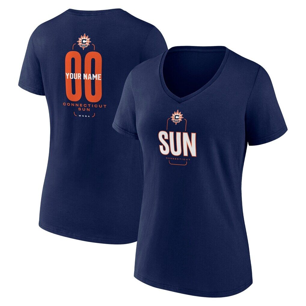 Connecticut Sun Women's Center Court Name & Number Custom V-Neck T-Shirt