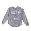 New York Jets Gameday Couture Women's Oversized Final Score Snow Wash Long Sleeve T-Shirt - Gray - Front View