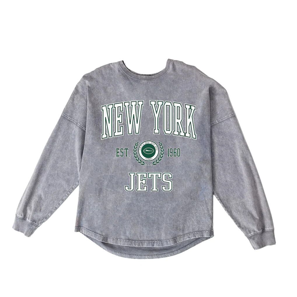 New York Jets Gameday Couture Women's Oversized Final Score Snow Wash Long Sleeve T-Shirt