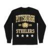 Pittsburgh Steelers Gameday Couture Women's Oversized Everyday Star Long Sleeve T-Shirt - Black - Front View
