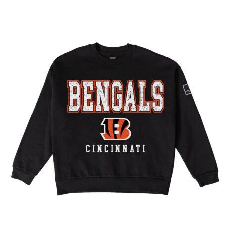 Cincinnati Bengals Gameday Couture Women's Oversized Level Up Black Label Premium Fleece Sweatshirt - Black - Front View