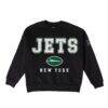 New York Jets Gameday Couture Women's Oversized Level Up Black Label Premium Fleece Sweatshirt - Black - Front View