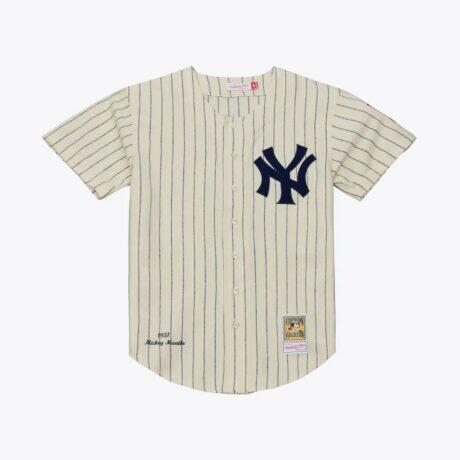 Mickey Mantle New York Yankees Mitchell & Ness 1951 Cooperstown Collection Authentic Jersey - Cream - Front View